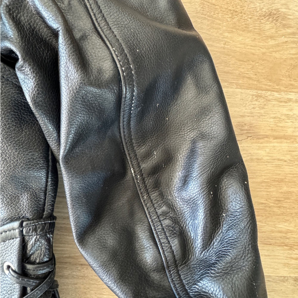 Papa’s Leather Barn Studded Black Leather Biker Jacket sz L - Picture 8 of 9